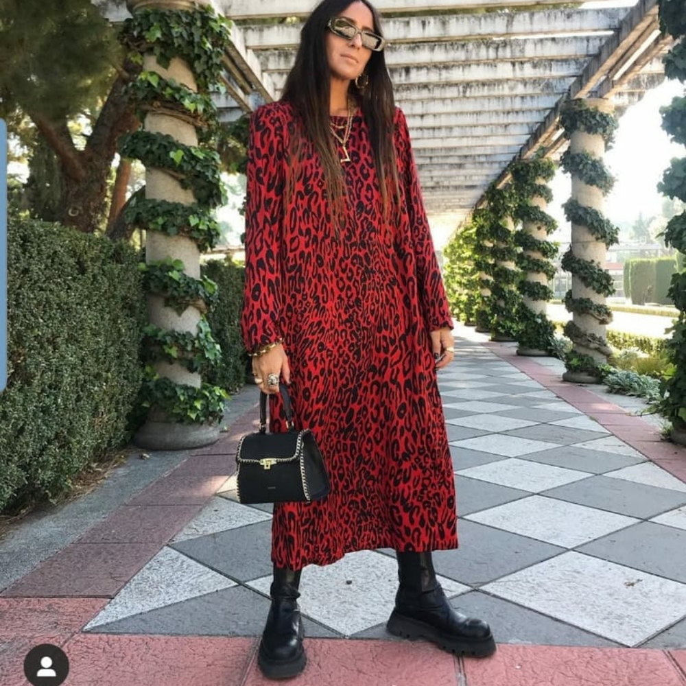 ZARA Animal Print Red Maxi Dress NWOT Blogger's Fa - Picture 6 of 14